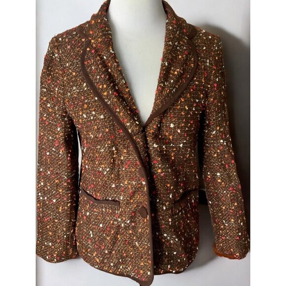 Susan Graver Jackets & Blazers - Susan Graver Style Long Sleeve Metallic Brown Multicolor Tweed Button up Small